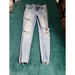 American Eagle Jeans Size 4 Short Womens Blue Stretch Pants High Rise Jegging